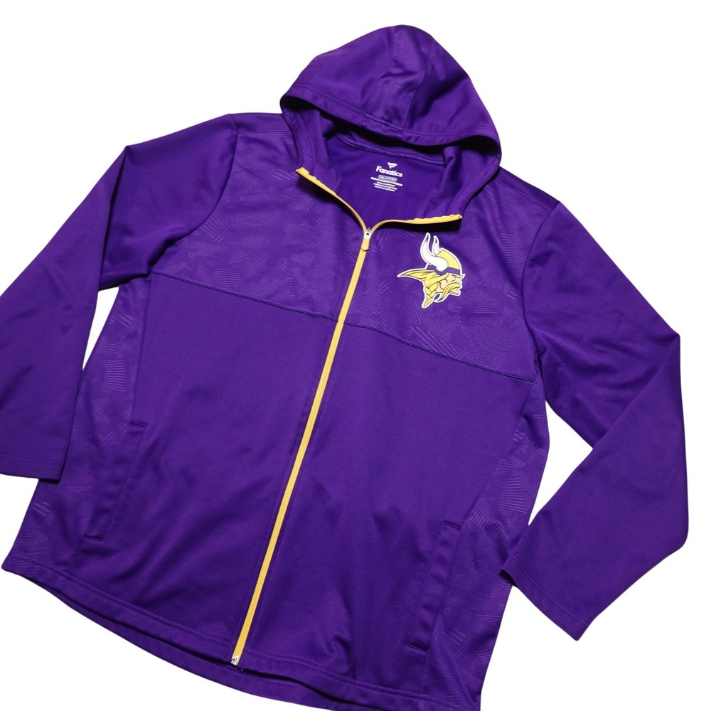 Minnesota Vikings Jacket Mens 2XL Purple NFL Football Fanatics Full Zip Hooded